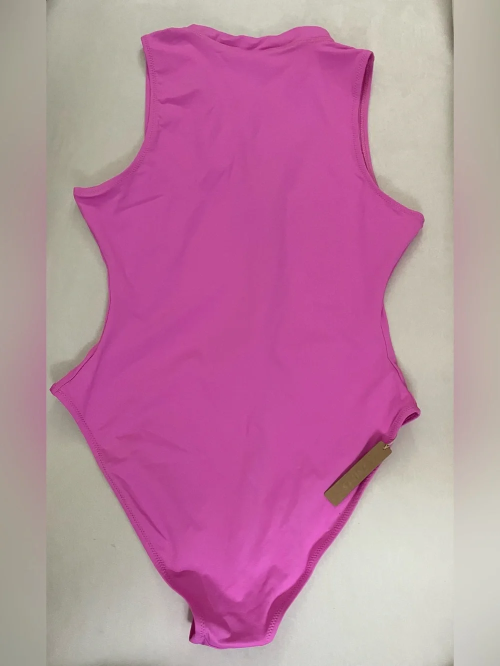SKIMS NWT Hot Neon Orchid Pink Zip-Front One-Piece Swimsuit Size XL